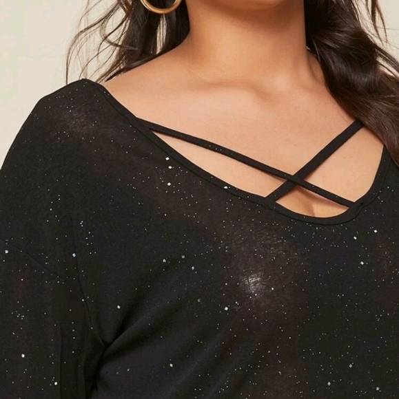 Plus Size Galaxy Criss Cross Tee - Picture 2 of 7